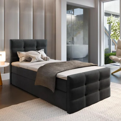 MASSENO Boxspringbett AMON in Schwarz, Liegefläche 90x200 cm – mit Bettkasten